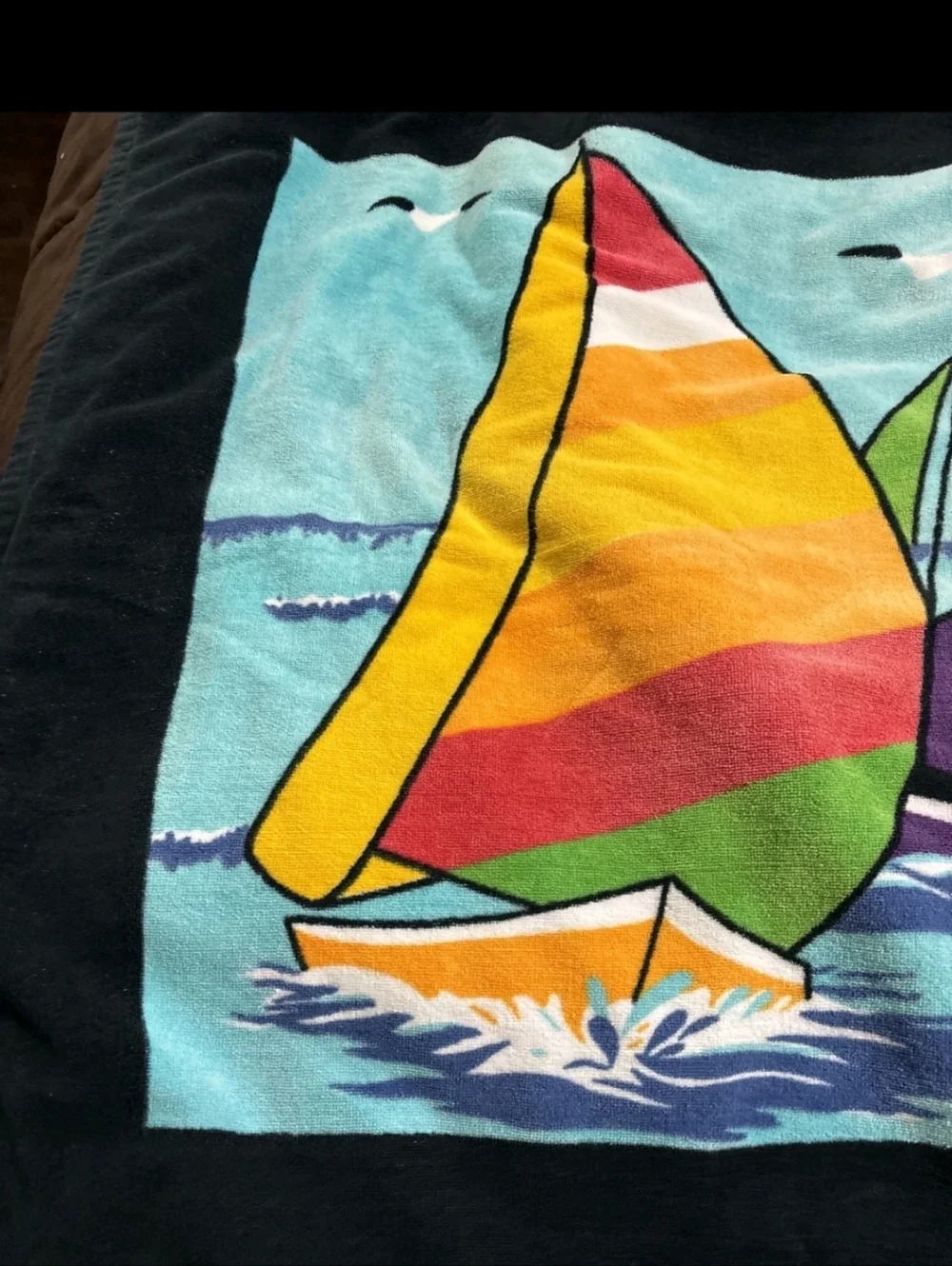 Multicolor Sailboat Print Beach Towel